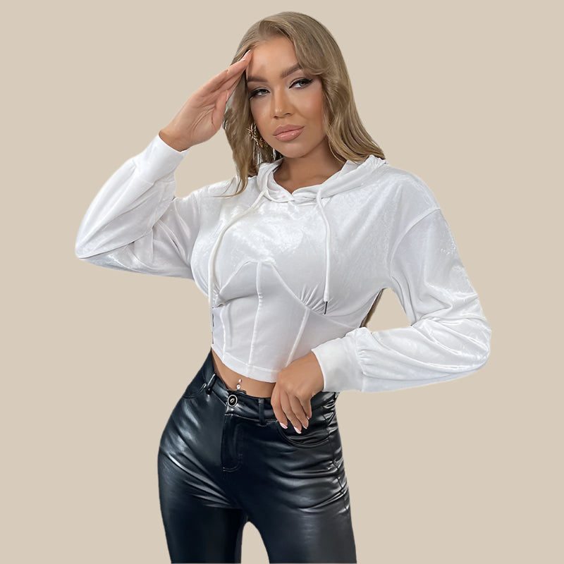 Slim Fit Crop Hoodie Dames