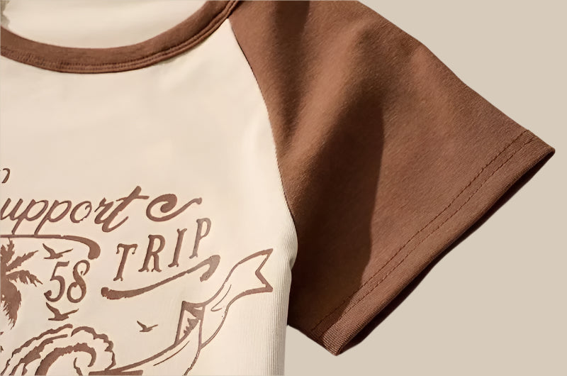 Dames T-shirt met korte mouwen en bedrukte letters