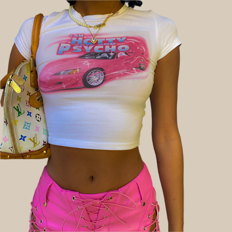Strakke Crop Top met Print