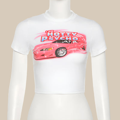 Strakke Crop Top met Print