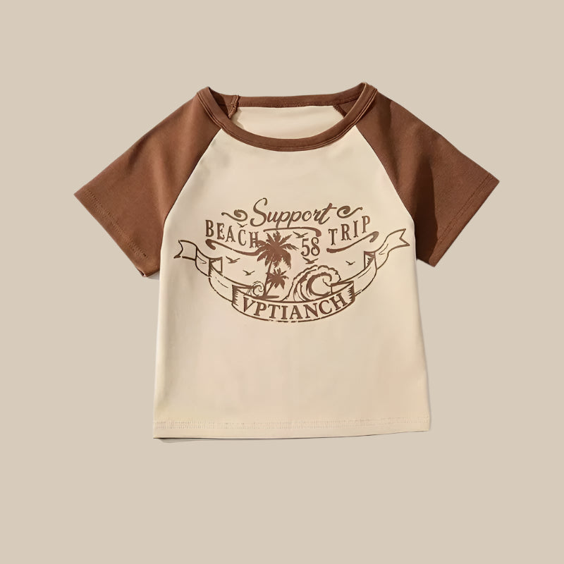 Dames T-shirt met korte mouwen en bedrukte letters
