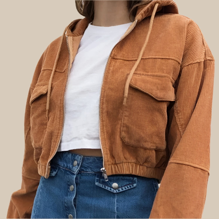 High-Waist Cropped Zip Jacket