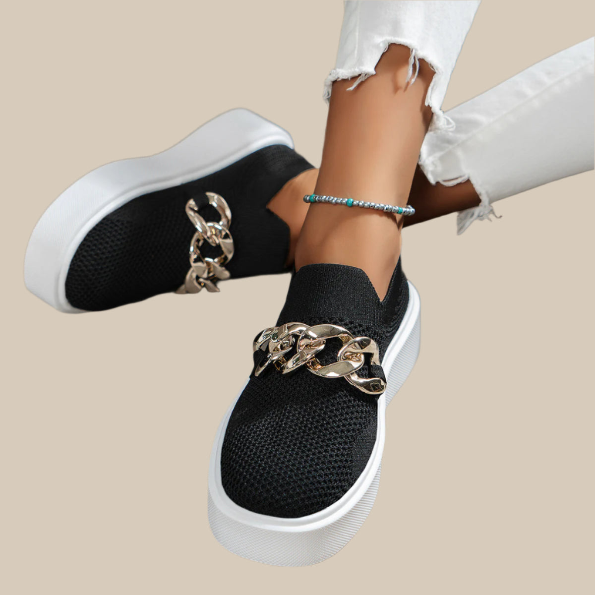 Dames Instappers Met Kettingdetail