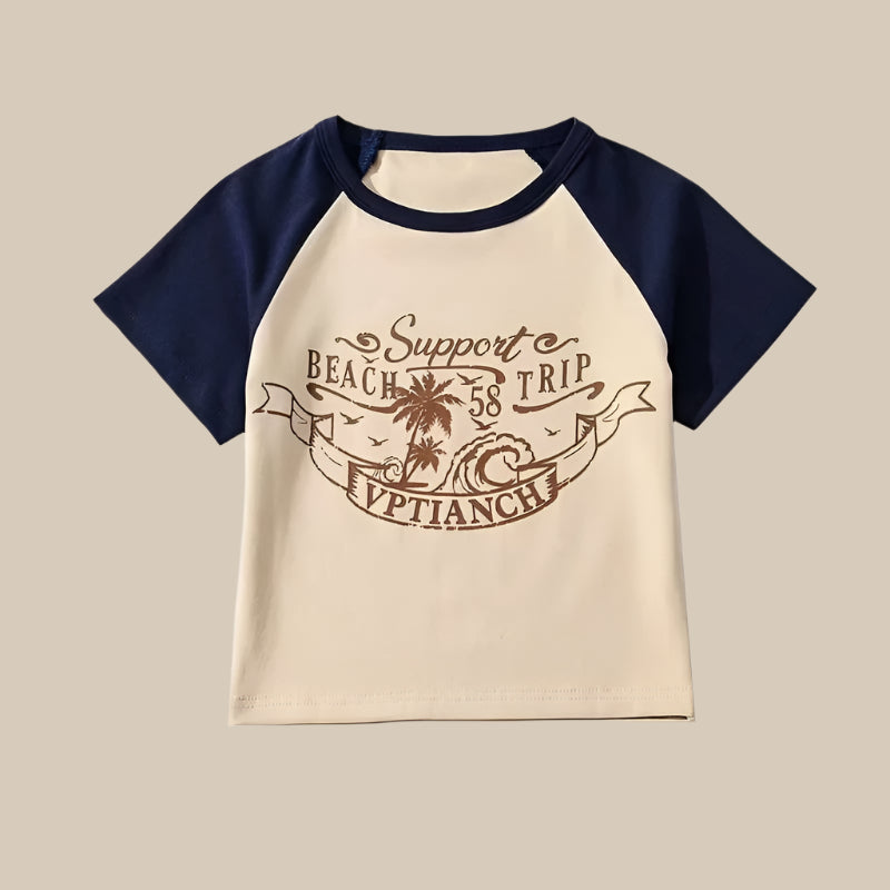 Dames T-shirt met korte mouwen en bedrukte letters