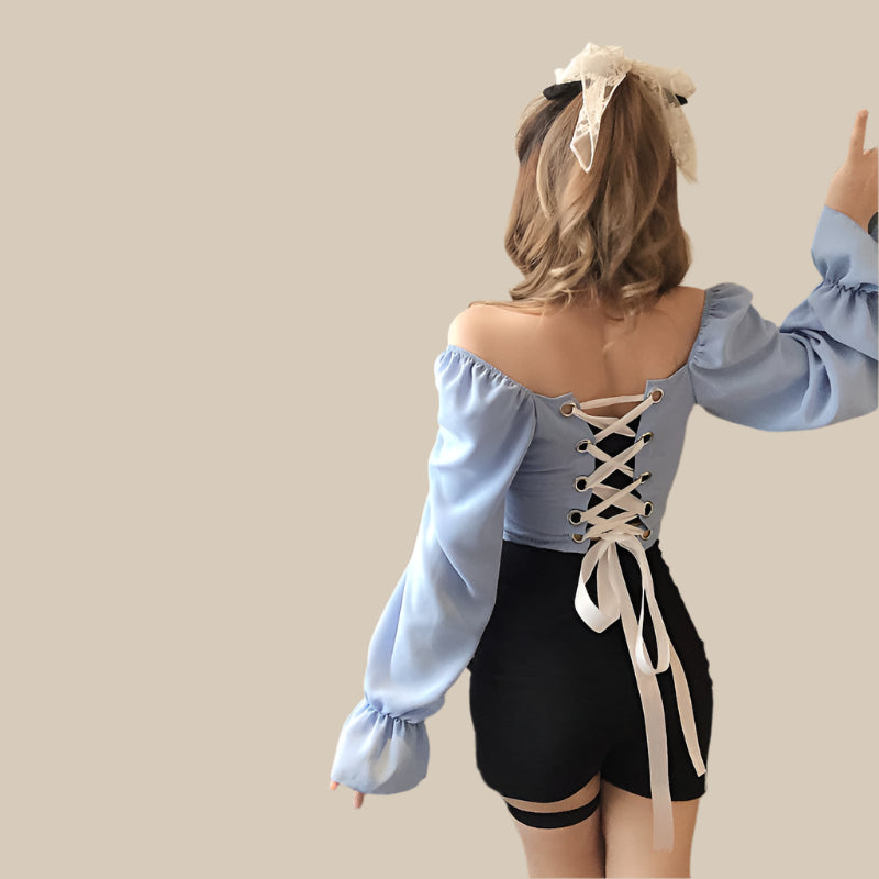 Korte Blouse met Strikmouwen