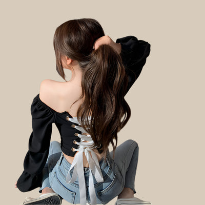 Korte Blouse met Strikmouwen